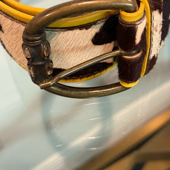 Vintage leather and hair on hide Streets Ahead brass buckle / jewels EUC - Picture 8 of 14